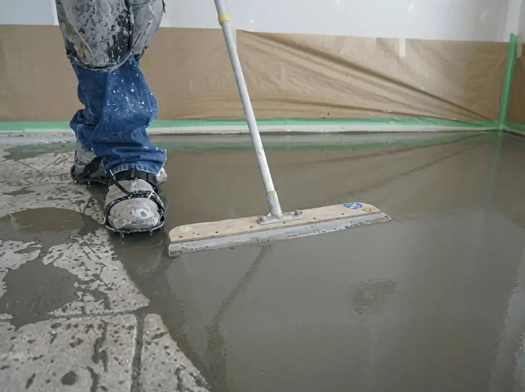 Uneven floor being professionally repaired in Akron, OH